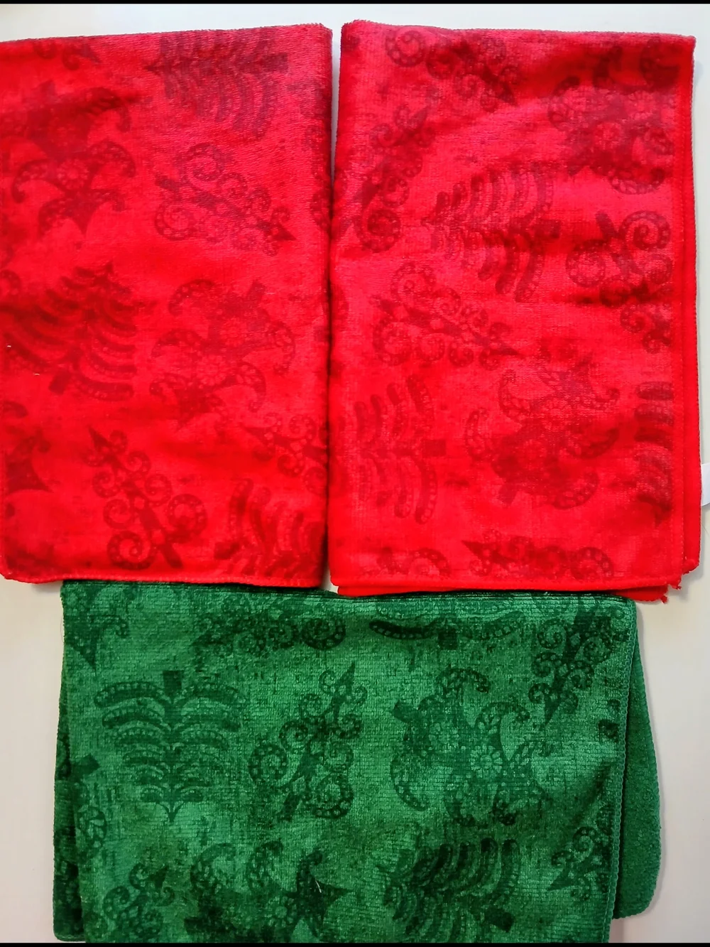 White Holiday Embroidered Fringe Kitchen Towels - Festive Snowman & Santa
